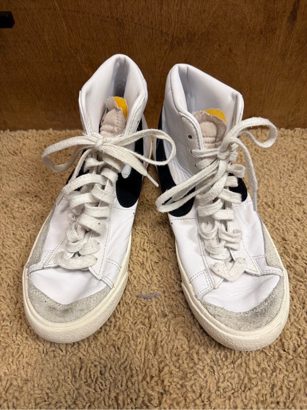 Nike Kids White and Black High-Top Sneakers
